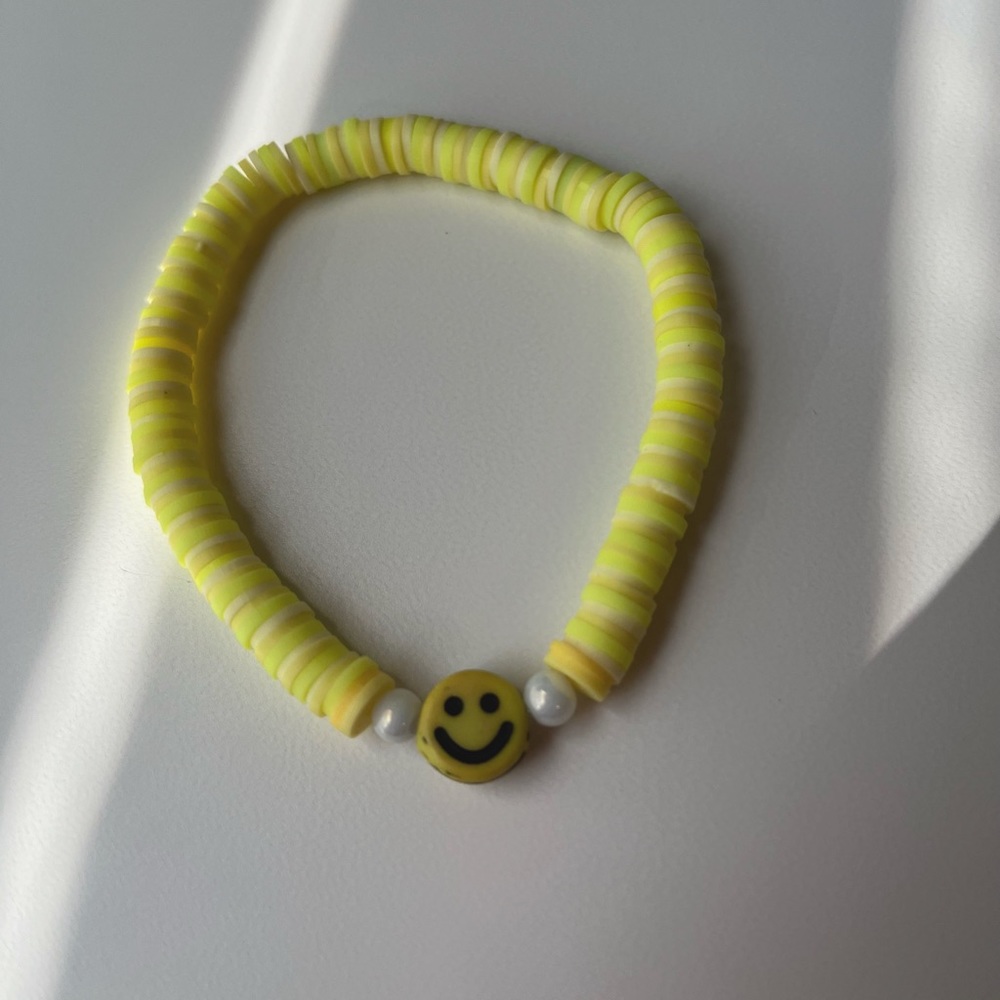 Yellow Smiley Clay Beaded Bracelet